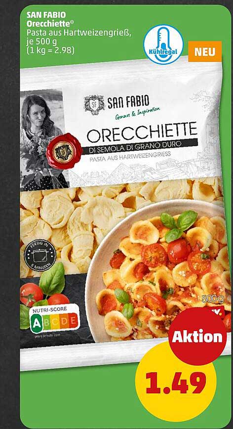 SAN FABIO Orecchiette* Pasta aus Hartweizengrieß, je 500 g (1 kg = 2.98)