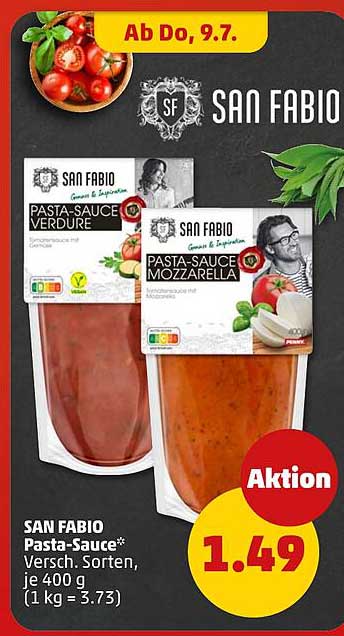 SAN FABIO Pasta-Sauce* Versch. Sorten, je 400 g (1 kg = 3.73)