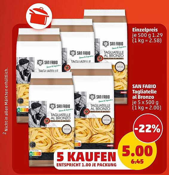 SAN FABIO Tagliatelle al Bronzo je 5 x 500 g