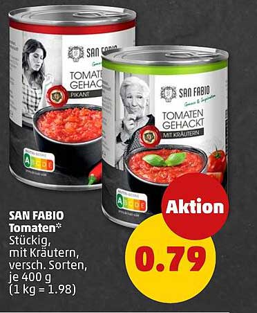 SAN FABIO Tomaten* Stückig, mit Kräutern, versch. Sorten, je 400 g (1 kg = 1.98)