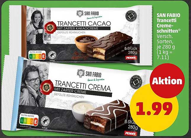 SAN FABIO Trancetti Creme-Schnitten* Versch. Sorten, je 280 g (1 kg = 7.11)