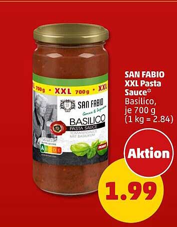 SAN FABIO XXL Pasta Sauce* Basilico, je 700 g (1 kg = 2.84)