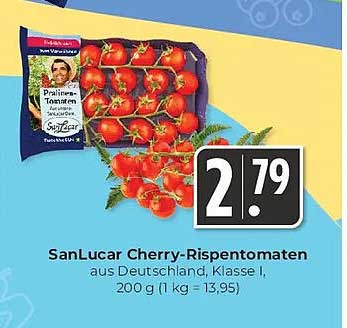 SanLucar Cherry-Rispentomaten aus Deutschland, Klasse I, 200 g (1 kg = 13,95)