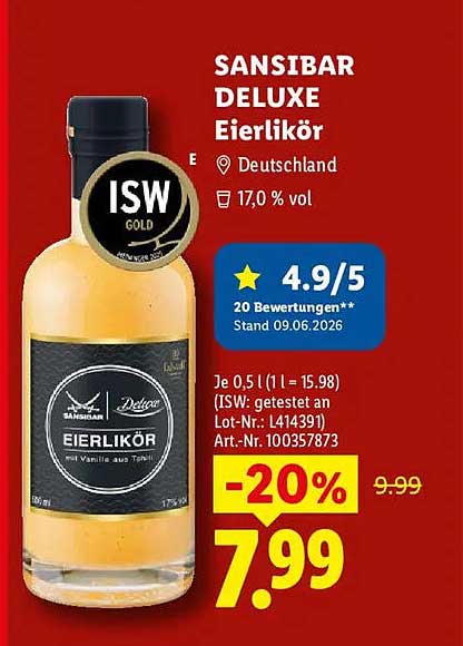 SANSIBAR DELUXE Eierlikör