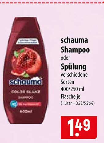 schauma Shampoo oder Spülung verschiedene Sorten 400/250 ml Flasche je