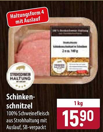 Schinken-schnitzel 100% Schweinefleisch aus Strohhaltung mit Auslauf, SB-verpackt