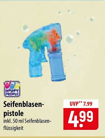 Seifenblasen-pistole inkl. 50 ml Seifenblasen-flüssigkeit