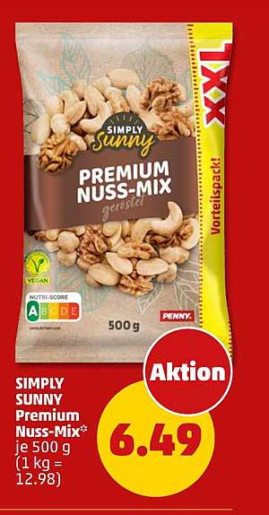 SIMPLY SUNNY Premium Nuss-Mix* je 500 g (1 kg = 12.98)