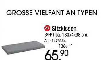 Sitzkissen B/H/T ca. 180x4x38 cm. Art.: 1476364