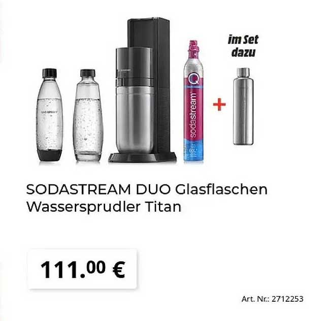 SODASTREAM DUO Glasflaschen Wassersprudler Titan