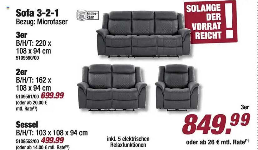 Sofa 3-2-1 Bezug: Microfaser