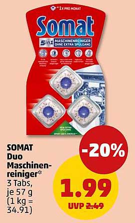 SOMAT Duo Maschinenreiniger* 3 Tabs, je 57 g (1 kg = 34.91)