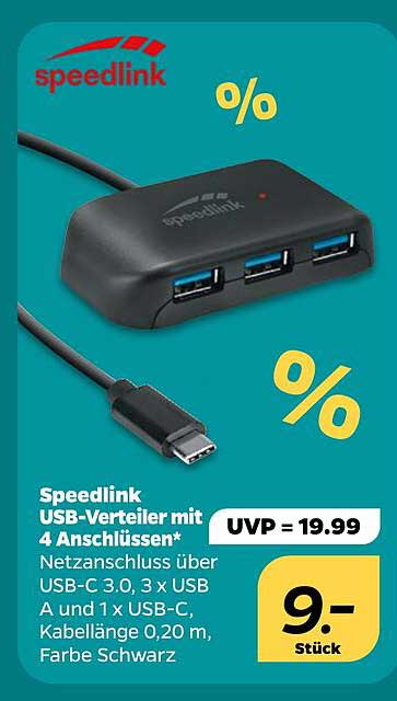 Speedlink USB-Verteiler mit 4 Anschlüssen*