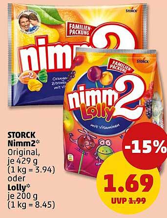 Storck Nimm2 Original, je 249 g (1 kg = 3.94) oder Nimm2 Lolly, je 200 g (1 kg = 8.45)