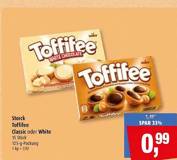 Storck Toffifee Classic oder White 15 Stück 125-g-Packung 1 kg = 7,92