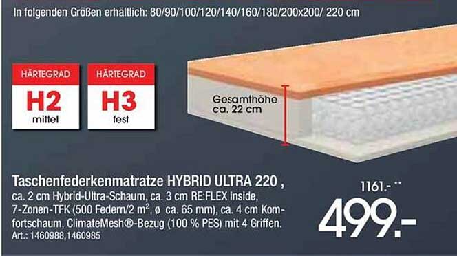 Taschenfedernmatratze HYBRID ULTRA 220