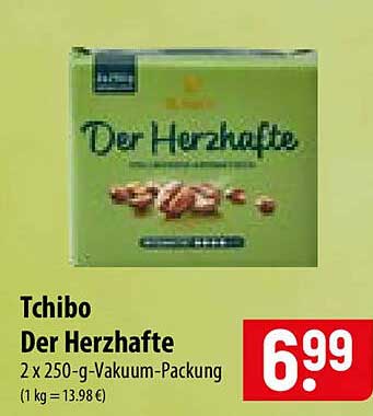 Tchibo Der Herzhafte 2 x 250-g-Vakuum-Packung (1 kg = 13.98 €)