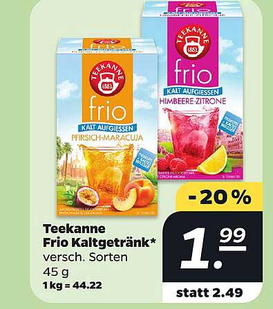 Teekanne Frio Kaltgetränk* versch. Sorten 45 g 1 kg = 44,22