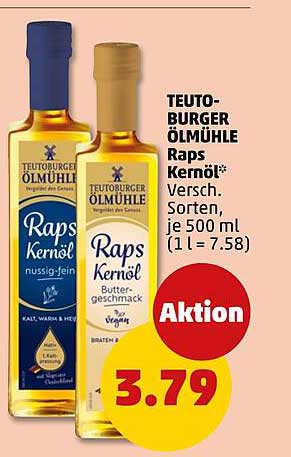 TEUTOBURGER ÖLMÜHLE Raps Kernöl* Versch. Sorten, je 500 ml (1 l = 7.58) Aktion