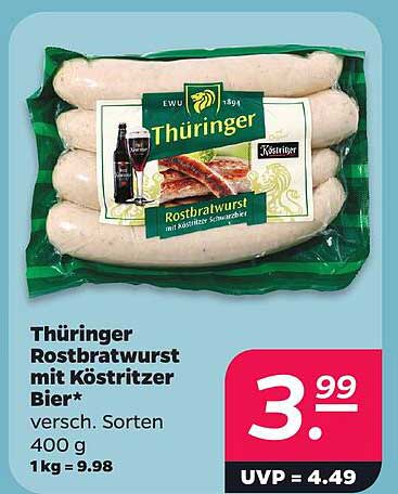 Thüringer Rostbratwurst mit Köstritzer Bier*