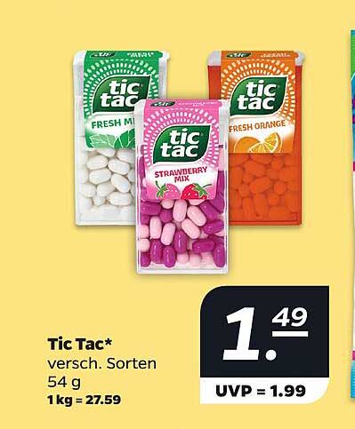 Tic Tac* versch. Sorten 54 g 1kg = 27.59