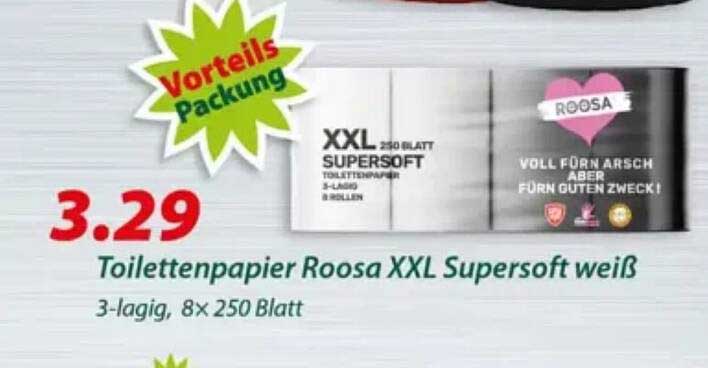 Toilettenpapier Roosa XXL Supersoft weiß