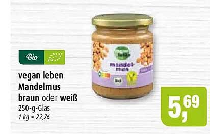 vegan leben Mandelmus braun oder weiß 250-g-Glas