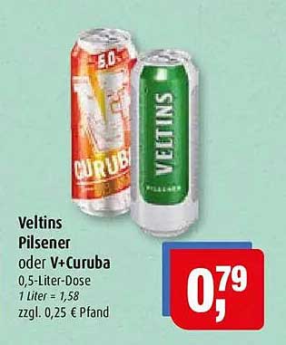 Veltins Pilsener oder V+Curuba 0,5-Liter-Dose