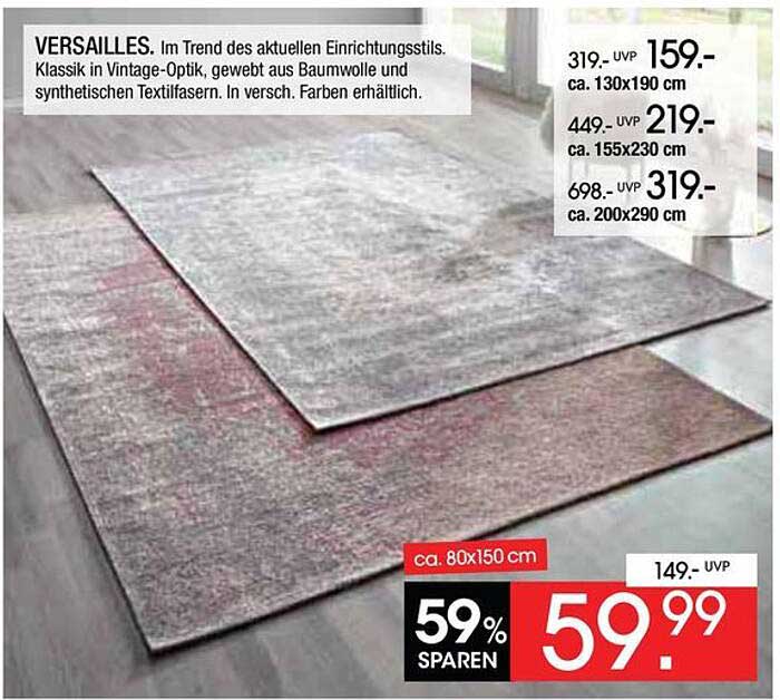 VERSAILLES. Im Trend des aktuellen Einrichtungsstils. Klassik in Vintage-Optik, gewebt aus Baumwolle und synthetischen Textilfasern. In versch. Farben erhältlich.