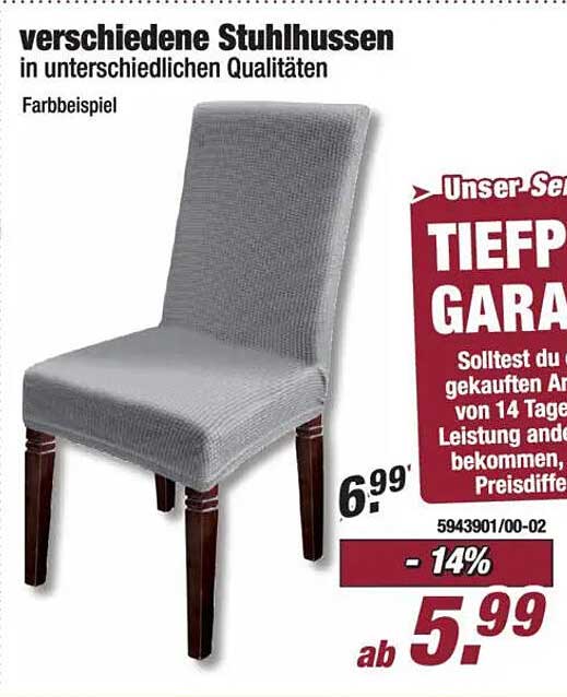 verschiedene Stuhlhussen in unterschiedlichen Qualitäten