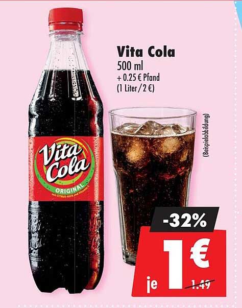 Vita Cola 500 ml + 0,25 € Pfand (1 Liter / 2 €)
