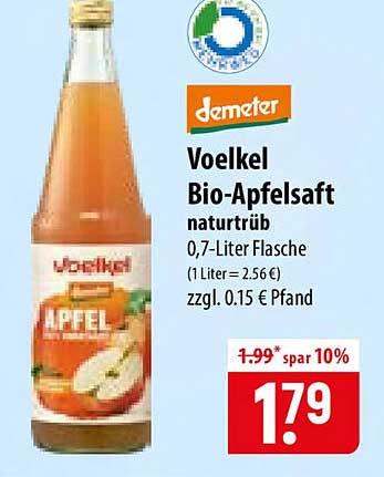 Voelkel Bio-Apfelsaft naturtrüb 0,7-Liter Flasche