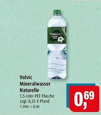 Volvic Mineralwasser Naturelle 1,5-Liter-PET-Flasche