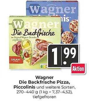 Wagner Die Backfrische Pizza, Piccolinis und weitere Sorten, 270–440 g (1 kg = 7,37–4,52), tiefgefroren