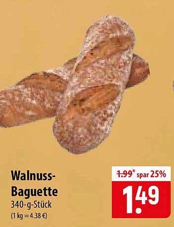 Walnuss-Baguette 340-g-Stück (1 kg = 4.38 €)