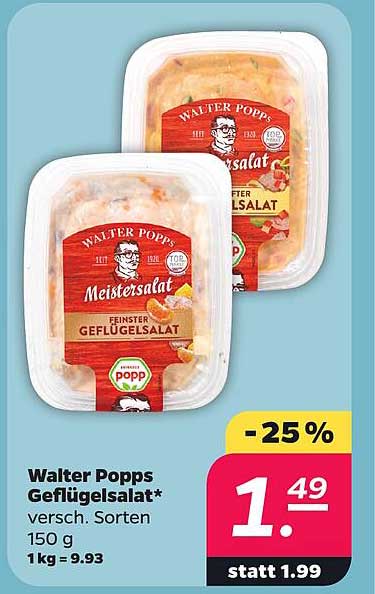 Walter Popps Geflügelsalat* versch. Sorten 150 g