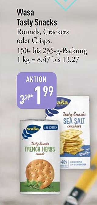 Wasa Tasty Snacks Rounds, Crackers oder Crisps.