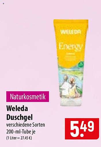 Weleda Duschgel verschiedene Sorten 200-ml-Tube je