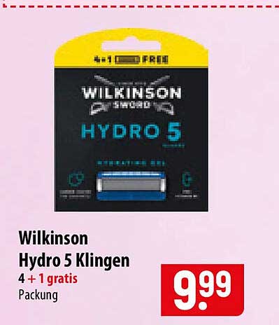 Wilkinson Hydro 5 Klingen 4 + 1 gratis Packung