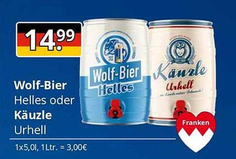 Wolf-Bier Helles oder Käuzle Urhell