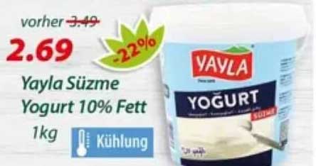 Yayla Süzme Yogurt 10% Fett 1kg