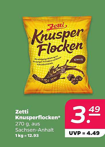 Zetti Knusperflocken* 270 g, aus Sachsen-Anhalt 1 kg = 12.93