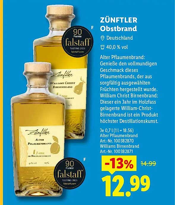 ZÜNFTLER Obstbrand