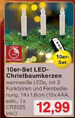 10er-Set LED-Christbaumkerzen