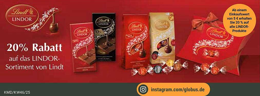 20% Rabatt auf das LINDOR-Sortiment von Lindt