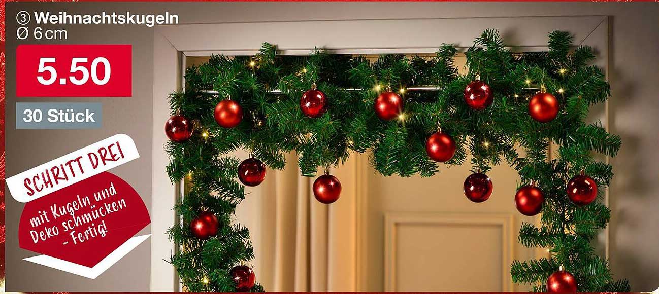3 Weihnachtskugeln Ø 6 cm - 30 Stück für nur 5,50 €