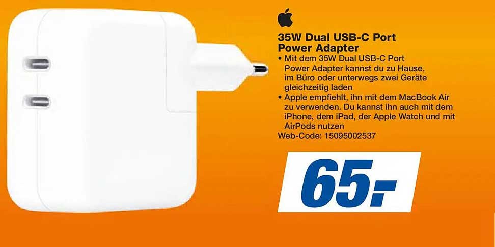 35W Dual USB-C Port Power Adapter