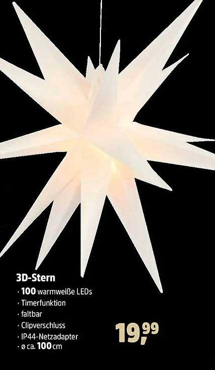 3D-Stern mit 100 warmweißen LEDs