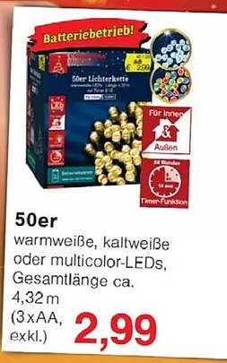 50er Lichterkette - warmweiß, kaltweiß oder multicolor-LEDs