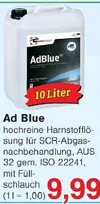Ad Blue - Hochreine Harnstofflösung für SCR-Abgasnachbehandlung